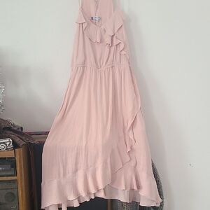 Elegant Pink Ruffle Dress